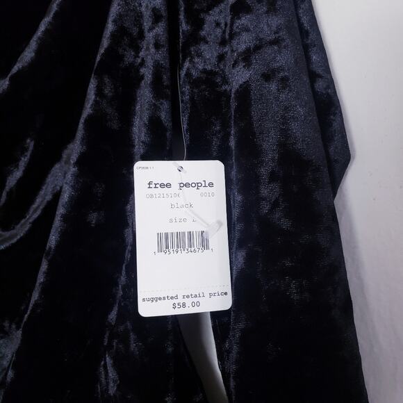 NEW Free People Date Velvet Blouse Long Sleeve Cowl Neck Black L - Picture 7 of 11
